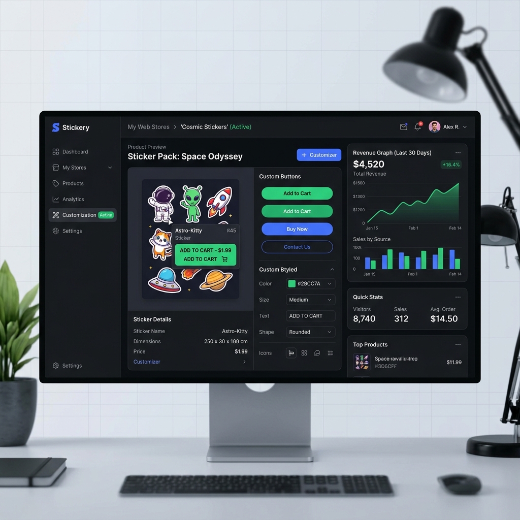 Store Maker user interface dashboard for online shop management